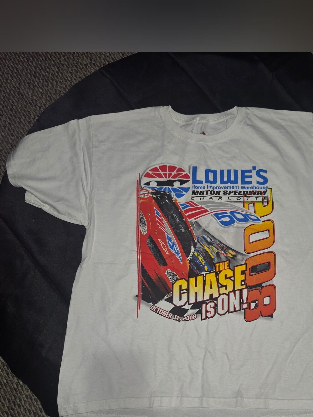 White NASCAR 'The Chase Is On' Graphic Tee 2008 Shirt